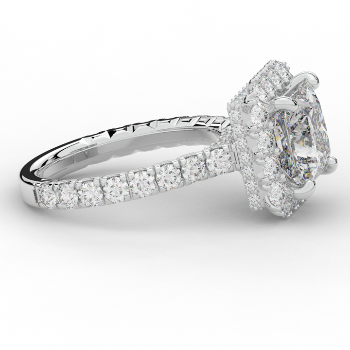 4.50CT.TW PRINCESS LAB DIAMOND HALO ENGAGEMENT RING - Nazarelle