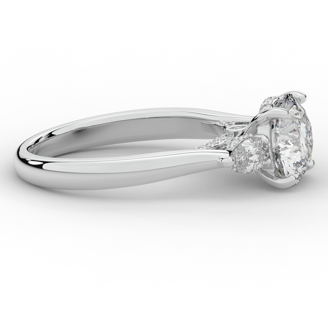 2.40CT.TW ROUND LAB DIAMOND 3 STONE ENGAGEMENT RING - Nazarelle