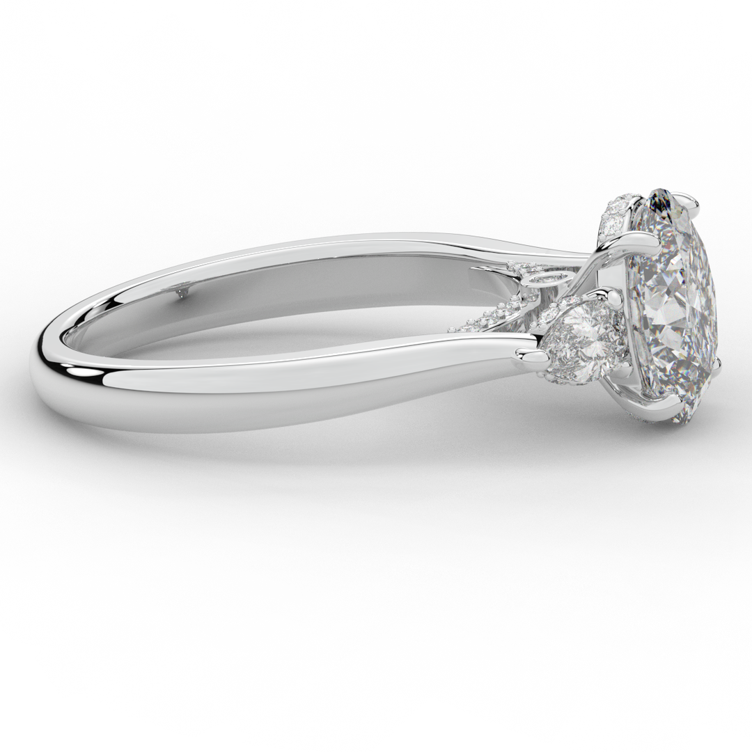 2.40CT.TW OVAL LAB DIAMOND 3 STONE ENGAGEMENT RING - Nazarelle