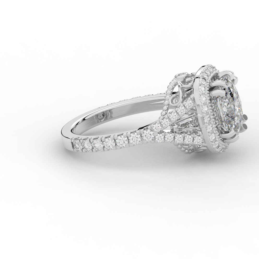 2.50CT.TW CUSHION LAB DIAMOND HALO ENGAGEMENT RING - Nazarelle