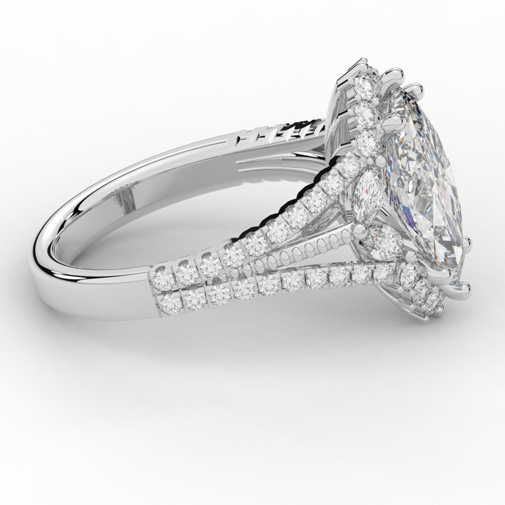 2.70CT.TW MARQUISE LAB DIAMOND HALO ENGAGEMENT RING - Nazarelle