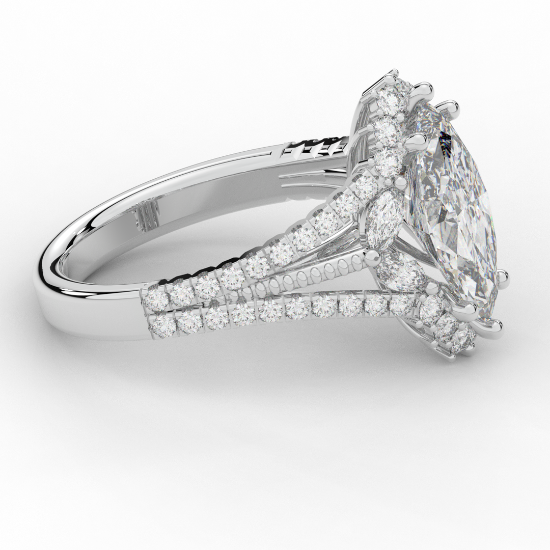 2.70CT.TW MARQUISE LAB DIAMOND HALO ENGAGEMENT RING - Nazarelle