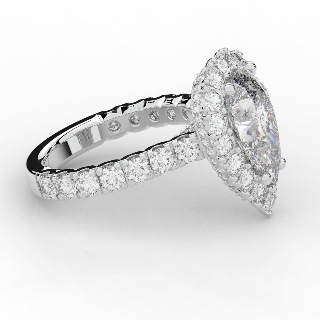 4.90CT.TW PEAR LAB DIAMOND HALO ENGAGEMENT RING - Nazarelle