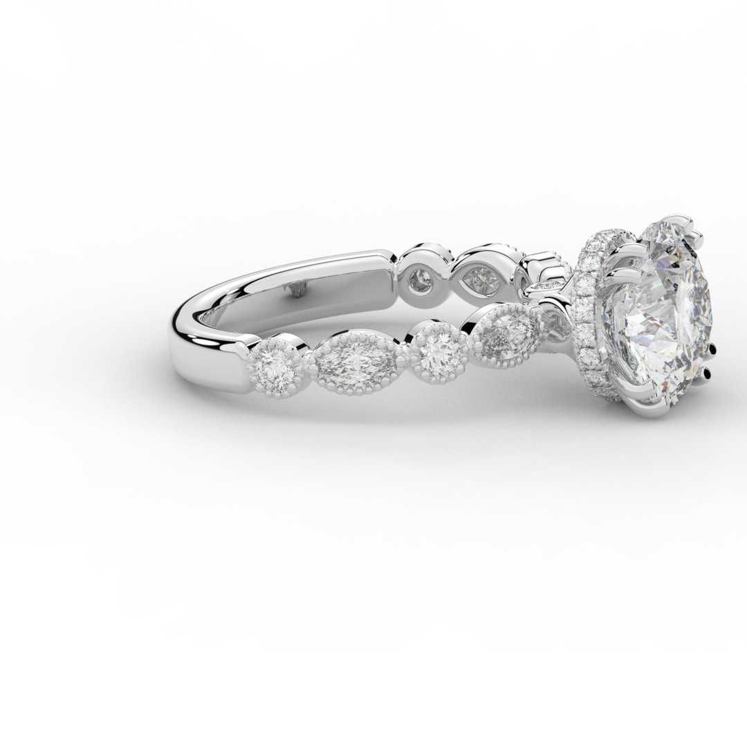 3.60CT.TW ROUND LAB DIAMOND SOLITAIRE ENGAGEMENT RING - Nazarelle