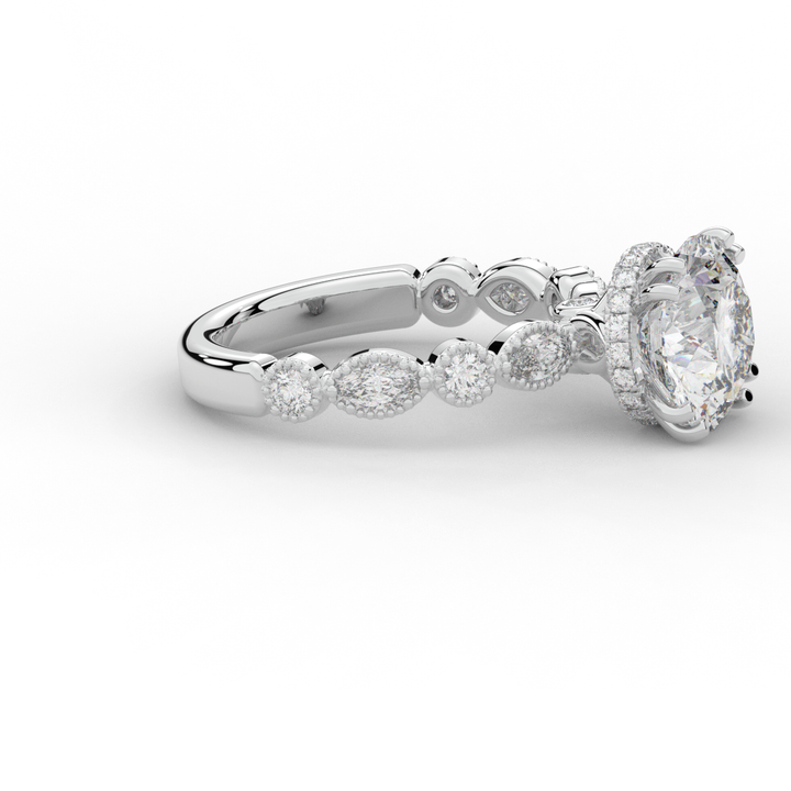 3.60CT.TW ROUND LAB DIAMOND SOLITAIRE ENGAGEMENT RING - Nazarelle