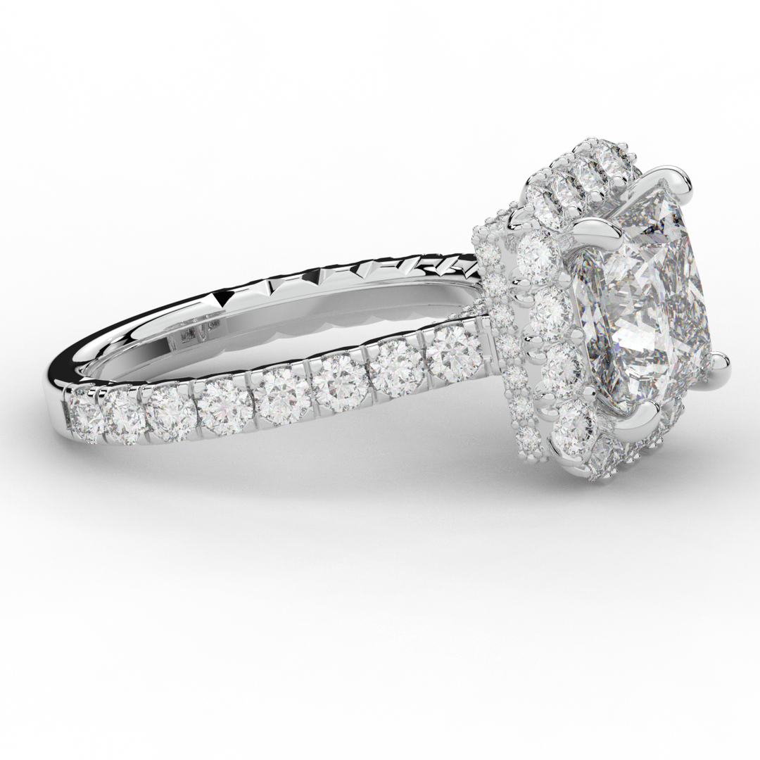 4.50CT.TW PRINCESS LAB DIAMOND HALO ENGAGEMENT RING - Nazarelle