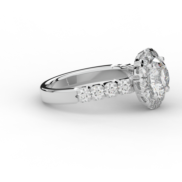 3.50CT.TW ROUND LAB DIAMOND HALO ENGAGEMENT RING - Nazarelle