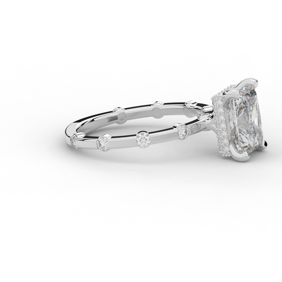 2.60CT.TW RADIANT LAB DIAMOND UNDERHALO SOLITAIRE ENGAGEMENT RING - Nazarelle