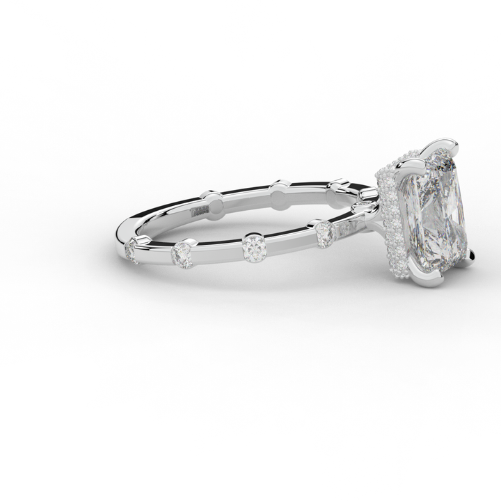 2.60CT.TW RADIANT LAB DIAMOND UNDERHALO SOLITAIRE ENGAGEMENT RING - Nazarelle