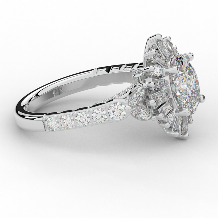 3.10CT.TW OVAL LAB DIAMOND HALO ENGAGEMENT RING - Nazarelle