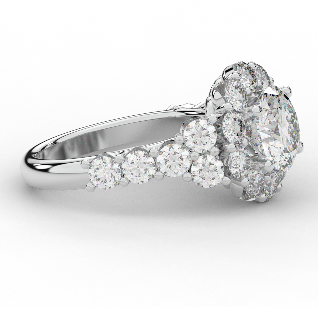 4.75CT.TW ROUND LAB DIAMOND HALO ENGAGEMENT RING - Nazarelle