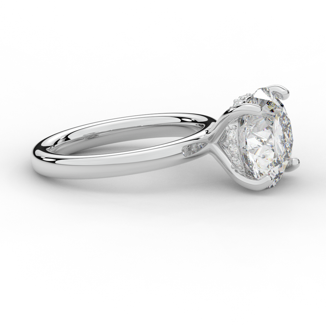 3.05CT.TW ROUND LAB DIAMOND UNDERHALO ENGAGEMENT RING - Nazarelle