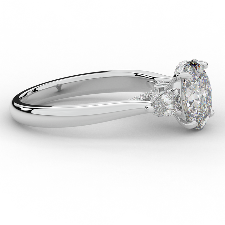 2.40CT.TW OVAL LAB DIAMOND 3 STONE ENGAGEMENT RING - Nazarelle