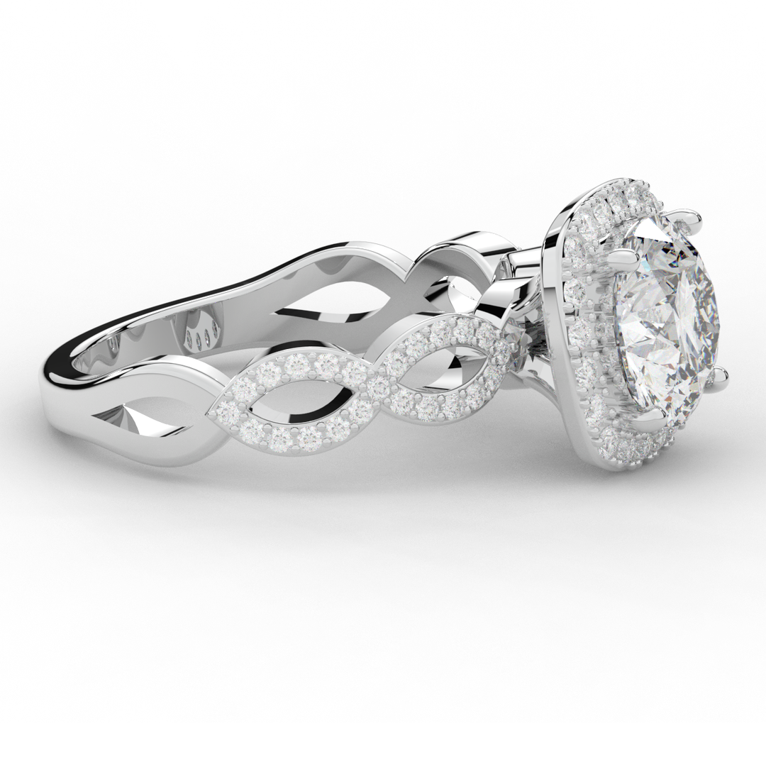 2.35CT.TW ROUND LAB DIAMOND HALO ENGAGEMENT RING - Nazarelle