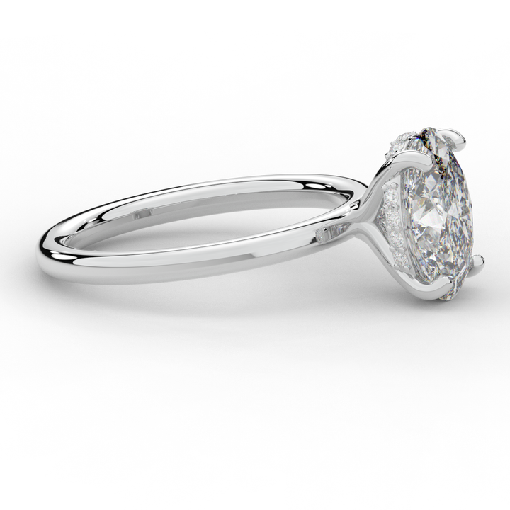 2.06CT.TW OVAL LAB DIAMOND UNDERHALO SOLIATIRE ENGAGEMENT RING - Nazarelle