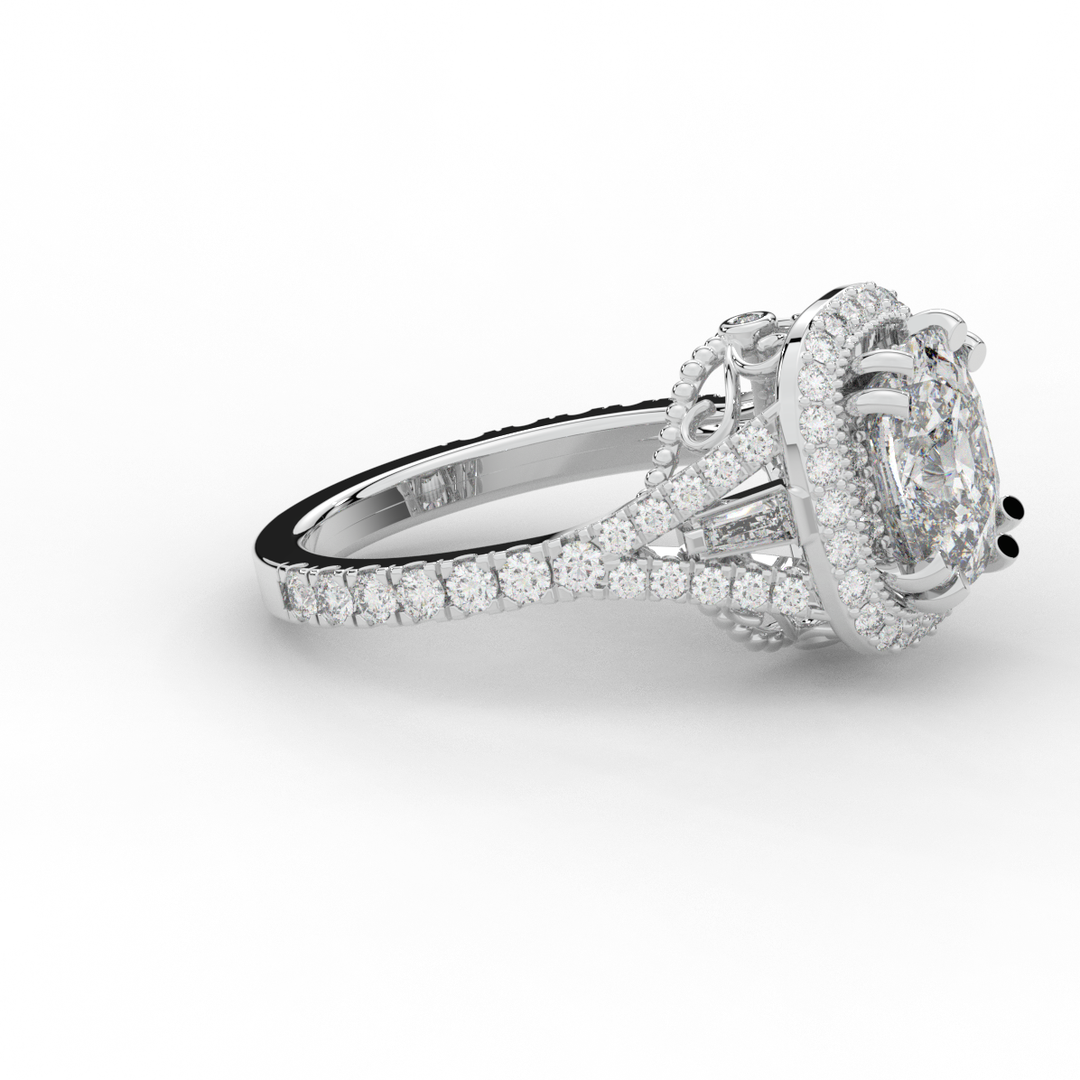 2.50CT.TW CUSHION LAB DIAMOND HALO ENGAGEMENT RING - Nazarelle