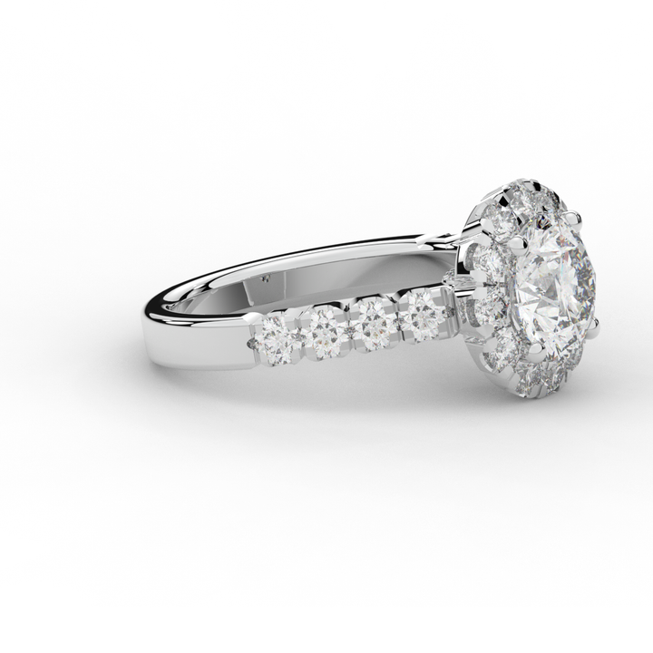 3.50CT.TW ROUND LAB DIAMOND HALO ENGAGEMENT RING - Nazarelle