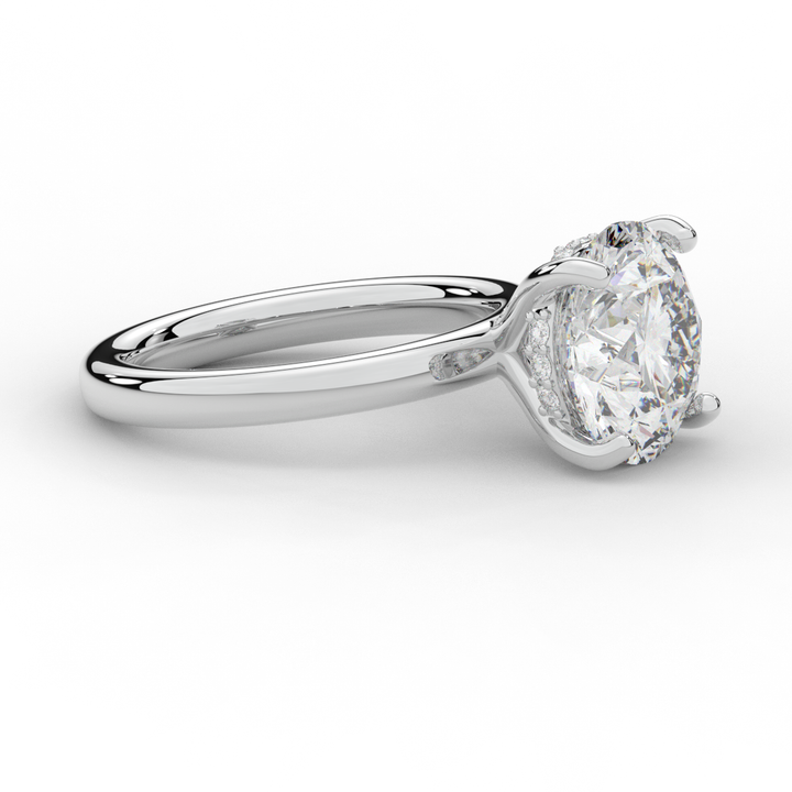 3.05CT.TW ROUND LAB DIAMOND UNDERHALO ENGAGEMENT RING - Nazarelle