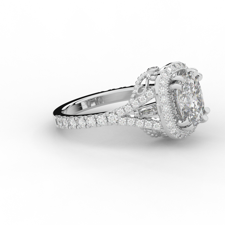 2.50CT.TW CUSHION LAB DIAMOND HALO ENGAGEMENT RING - Nazarelle