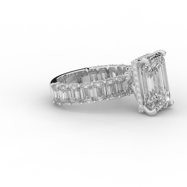 11.90CT.TW EMERALD CUT LAB DIAMOND SOLITAIRE ENGAGEMENT RING - Nazarelle