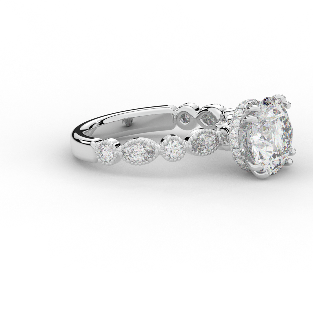 3.60CT.TW ROUND LAB DIAMOND SOLITAIRE ENGAGEMENT RING - Nazarelle