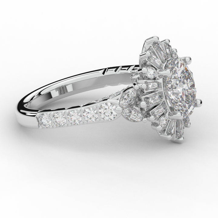 3.10CT.TW OVAL LAB DIAMOND HALO ENGAGEMENT RING - Nazarelle