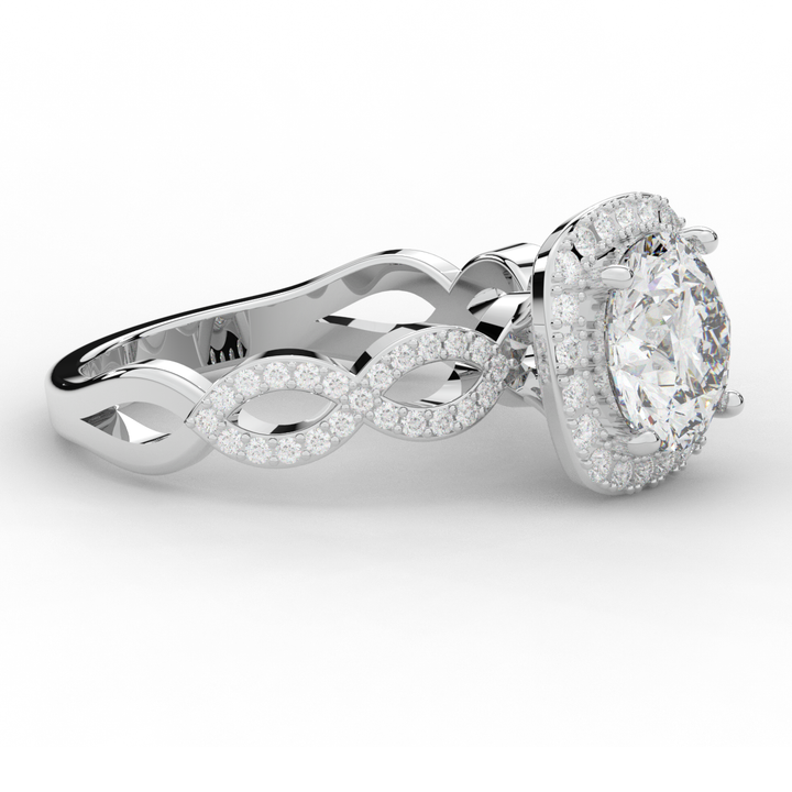 2.35CT.TW ROUND LAB DIAMOND HALO ENGAGEMENT RING - Nazarelle