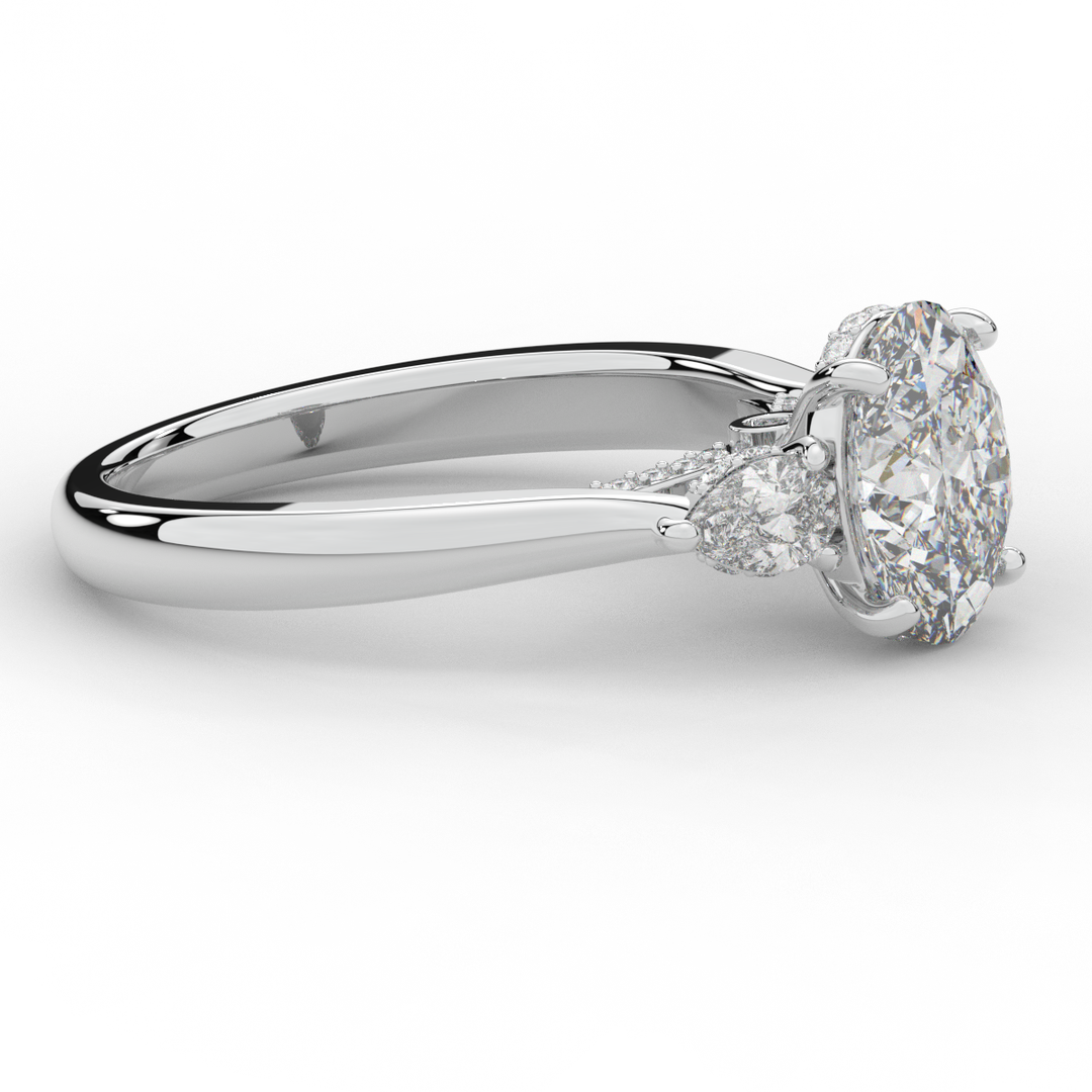 2.40CT.TW OVAL LAB DIAMOND 3 STONE ENGAGEMENT RING - Nazarelle