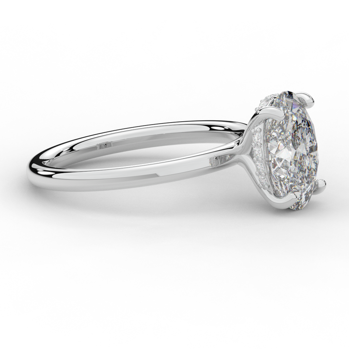 2.06CT.TW OVAL LAB DIAMOND UNDERHALO SOLIATIRE ENGAGEMENT RING - Nazarelle