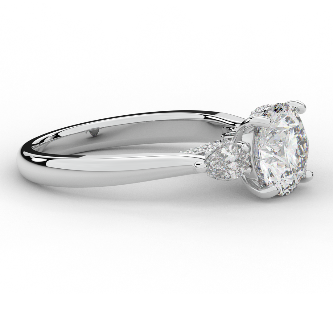 2.40CT.TW ROUND LAB DIAMOND 3 STONE ENGAGEMENT RING - Nazarelle