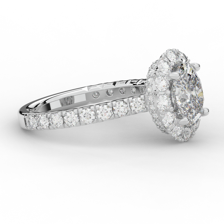 3.40CT.TW OVAL LAB DIAMOND HALO ENGAGEMENT RING - Nazarelle