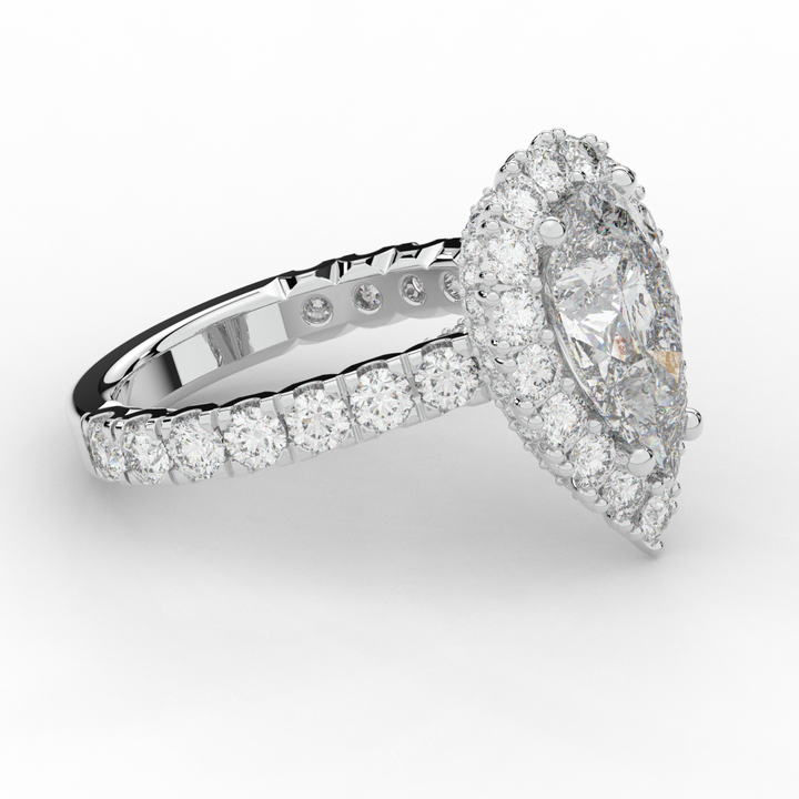 4.90CT.TW PEAR LAB DIAMOND HALO ENGAGEMENT RING - Nazarelle