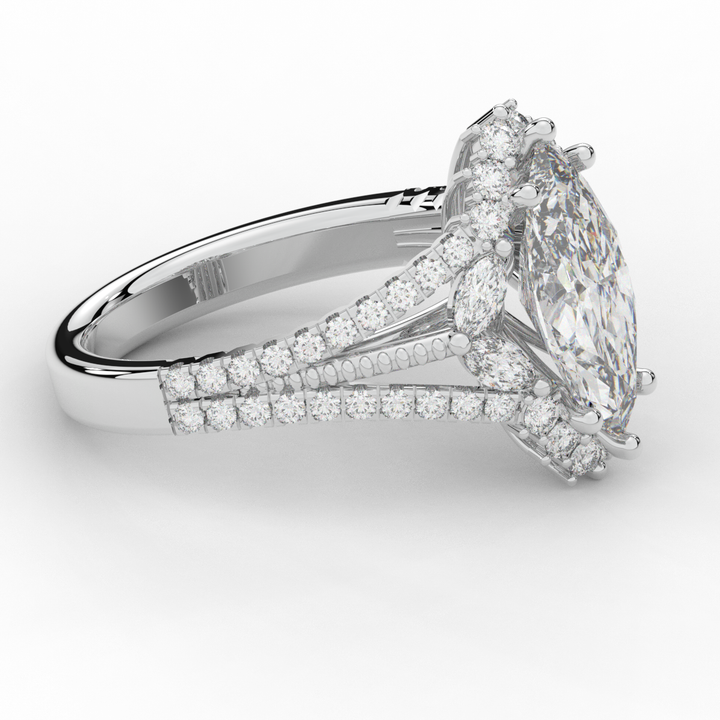 2.70CT.TW MARQUISE LAB DIAMOND HALO ENGAGEMENT RING - Nazarelle