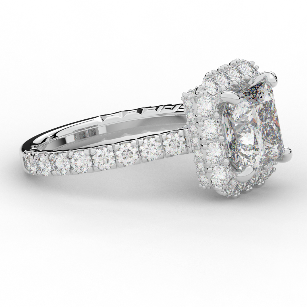 4.50CT.TW PRINCESS LAB DIAMOND HALO ENGAGEMENT RING - Nazarelle