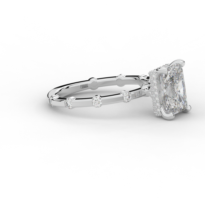 2.60CT.TW RADIANT LAB DIAMOND UNDERHALO SOLITAIRE ENGAGEMENT RING - Nazarelle