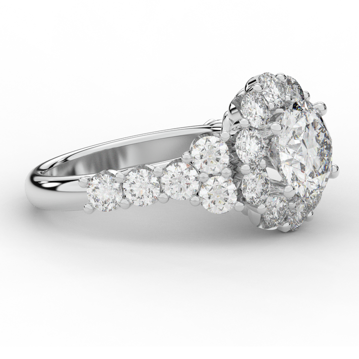 4.75CT.TW ROUND LAB DIAMOND HALO ENGAGEMENT RING - Nazarelle