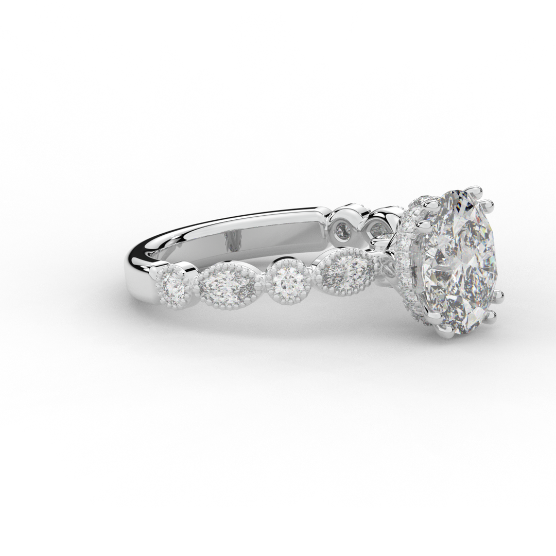 3.60CT.TW OVAL LAB DIAMOND SOLITAIRE ENGAGEMENT RING - Nazarelle