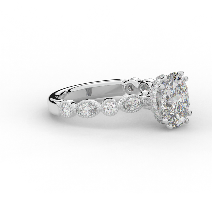 3.60CT.TW OVAL LAB DIAMOND SOLITAIRE ENGAGEMENT RING - Nazarelle