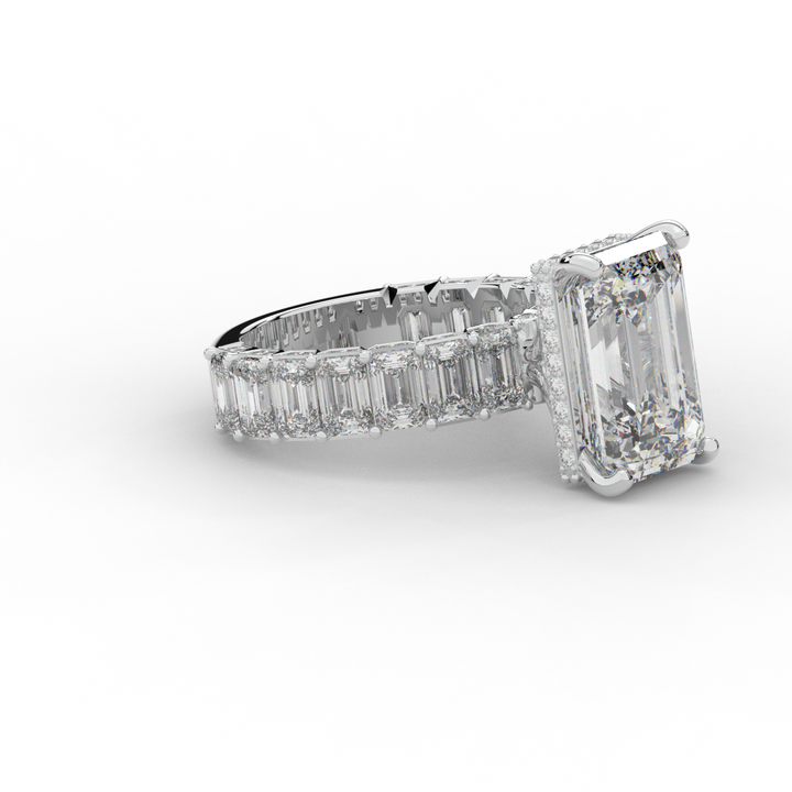 11.90CT.TW EMERALD CUT LAB DIAMOND SOLITAIRE ENGAGEMENT RING - Nazarelle