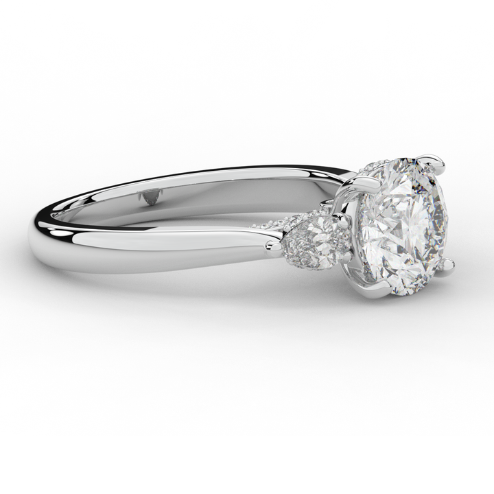 2.40CT.TW ROUND LAB DIAMOND 3 STONE ENGAGEMENT RING - Nazarelle