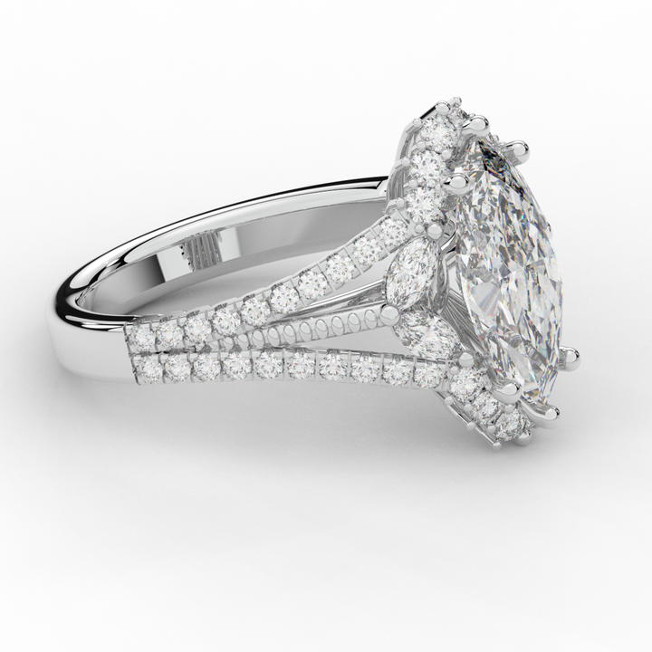 2.70CT.TW MARQUISE LAB DIAMOND HALO ENGAGEMENT RING - Nazarelle