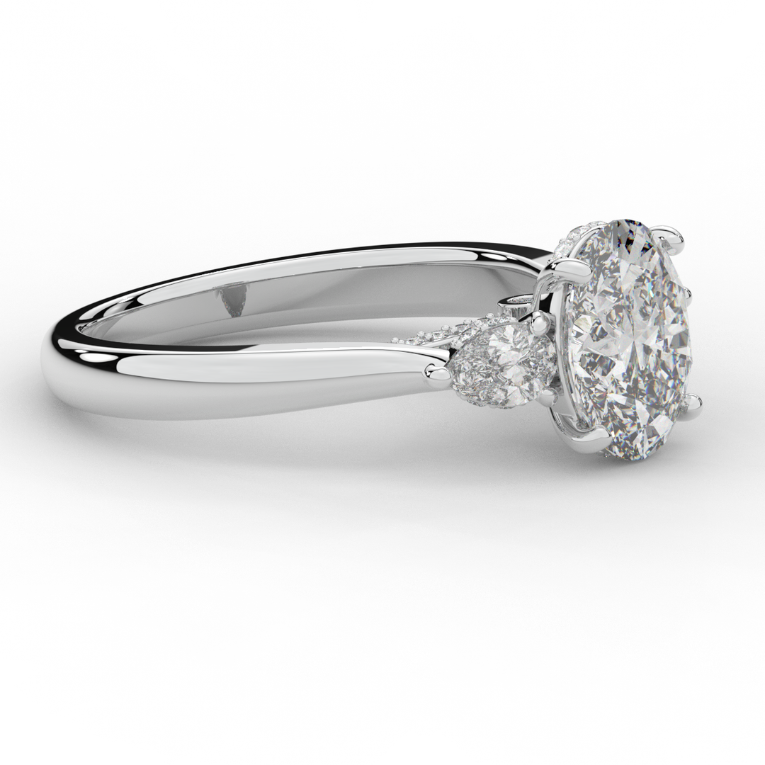 2.40CT.TW OVAL LAB DIAMOND 3 STONE ENGAGEMENT RING - Nazarelle