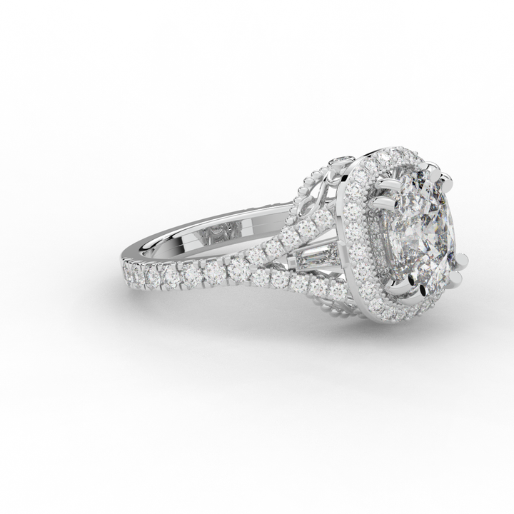 2.50CT.TW CUSHION LAB DIAMOND HALO ENGAGEMENT RING - Nazarelle