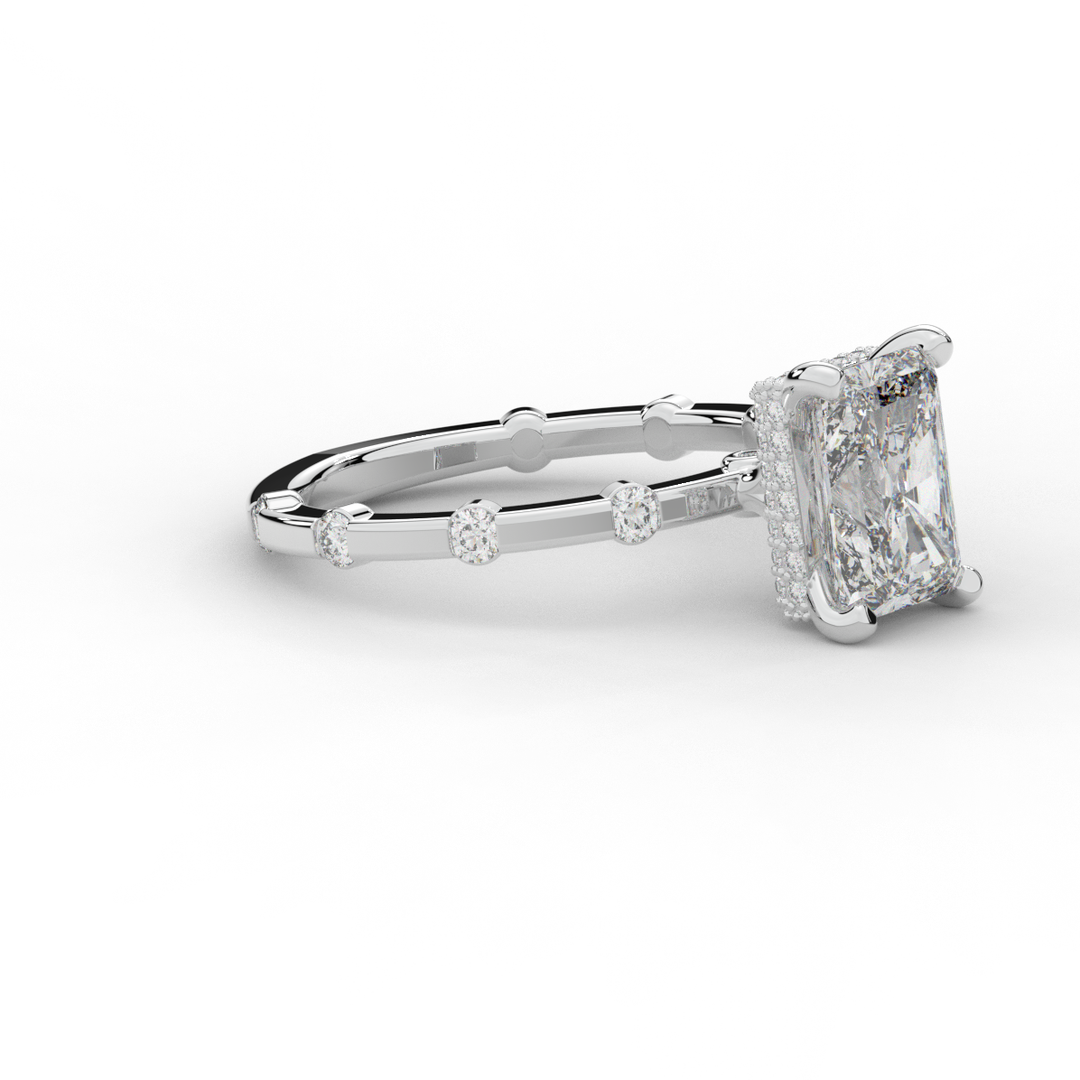 2.60CT.TW RADIANT LAB DIAMOND UNDERHALO SOLITAIRE ENGAGEMENT RING - Nazarelle