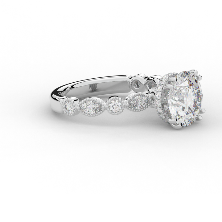 3.60CT.TW ROUND LAB DIAMOND SOLITAIRE ENGAGEMENT RING - Nazarelle