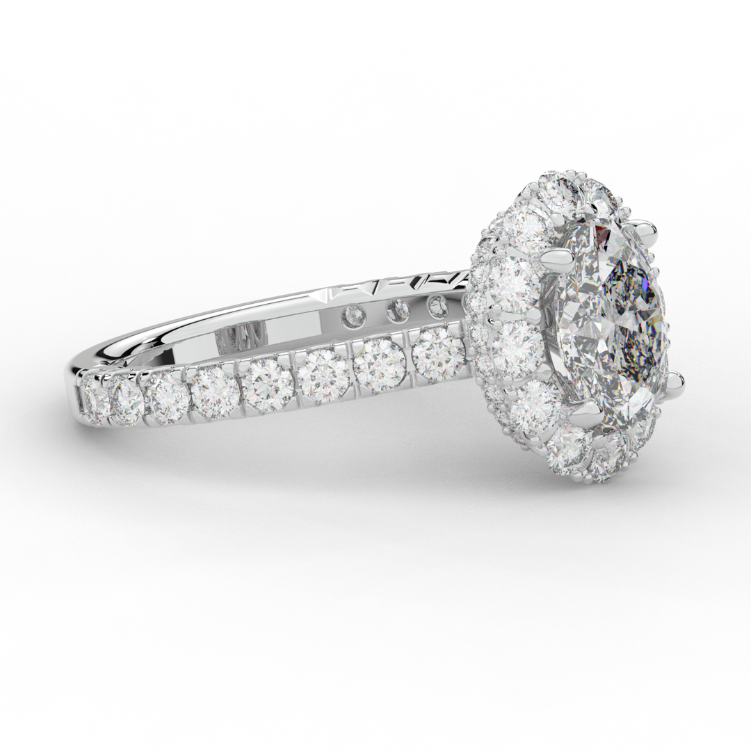 3.40CT.TW OVAL LAB DIAMOND HALO ENGAGEMENT RING - Nazarelle