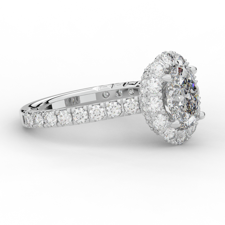 3.40CT.TW OVAL LAB DIAMOND HALO ENGAGEMENT RING - Nazarelle