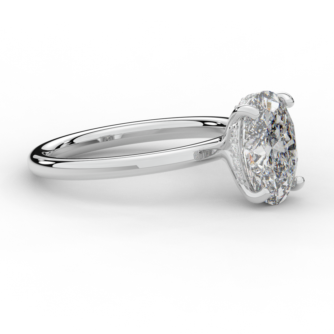 2.06CT.TW OVAL LAB DIAMOND UNDERHALO SOLIATIRE ENGAGEMENT RING - Nazarelle