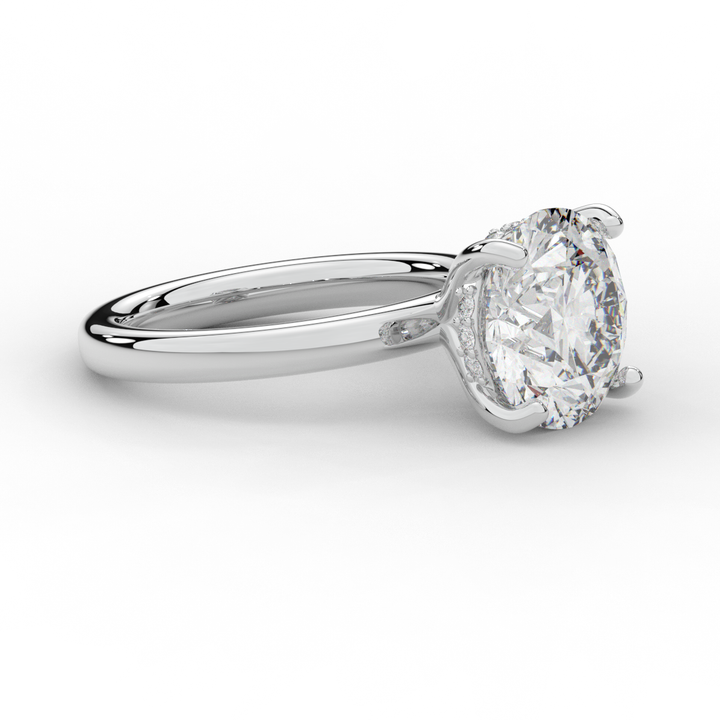 3.05CT.TW ROUND LAB DIAMOND UNDERHALO ENGAGEMENT RING - Nazarelle