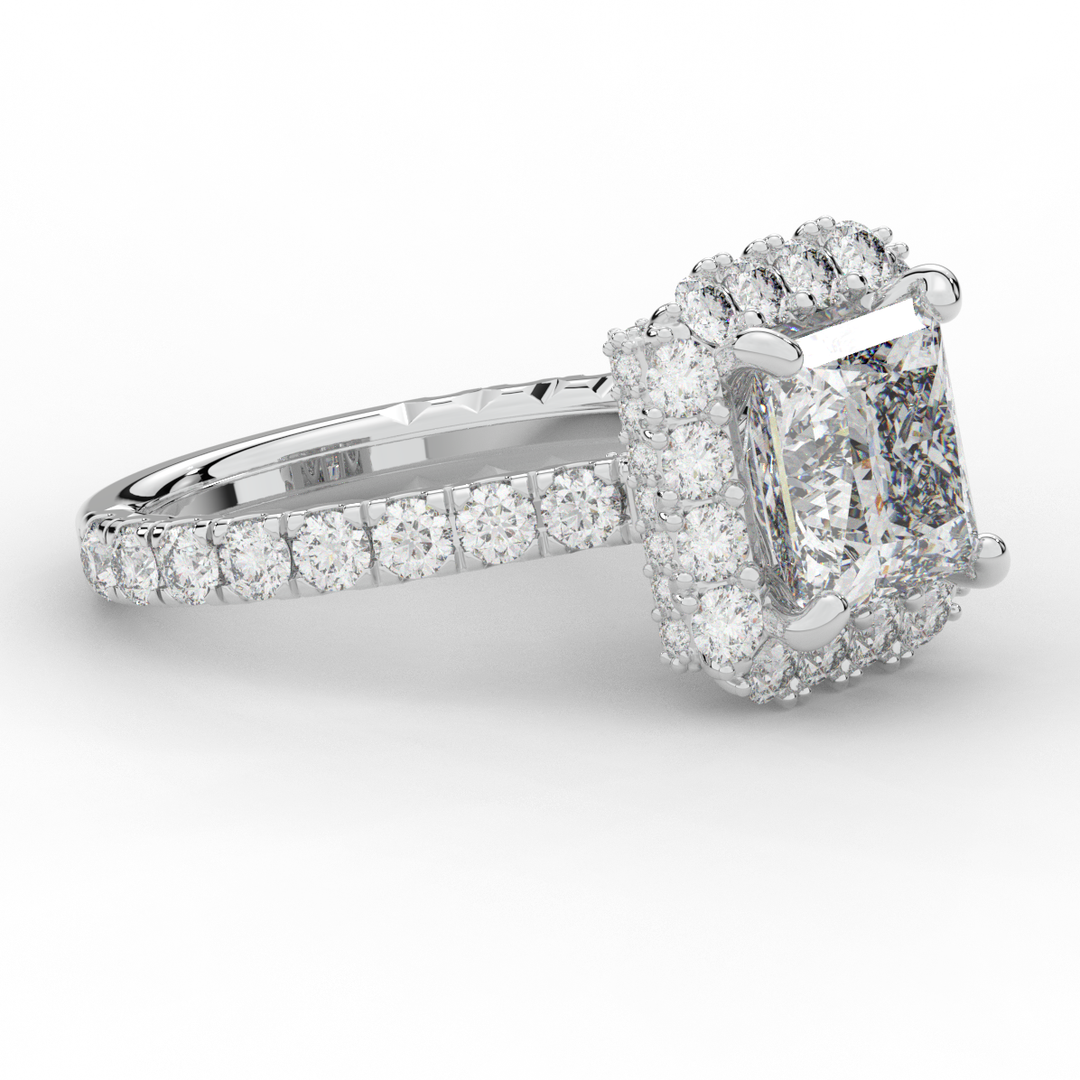 4.50CT.TW PRINCESS LAB DIAMOND HALO ENGAGEMENT RING - Nazarelle